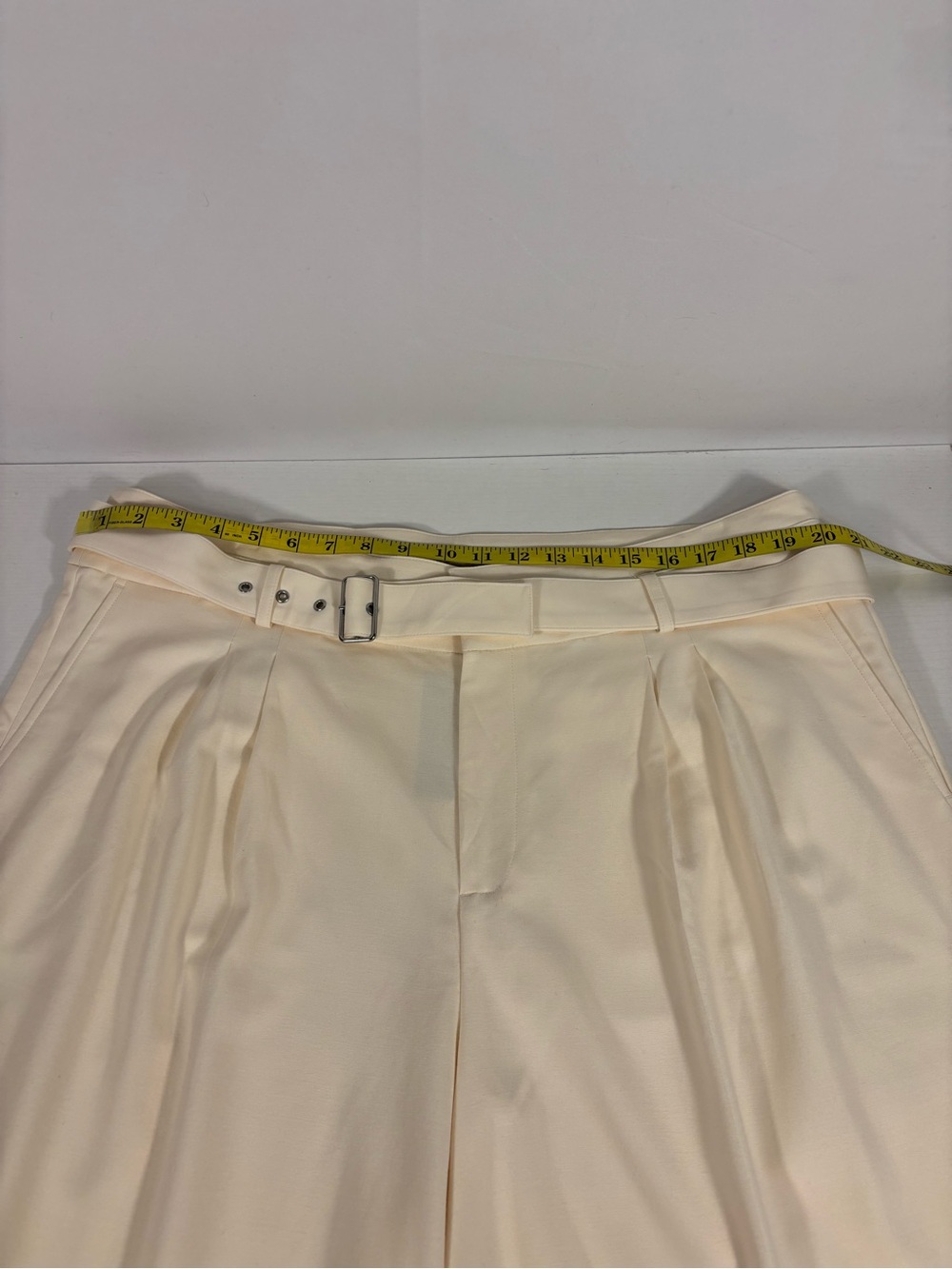 NWT J.Crew Ivory Belted Pleated Wide Leg Pants Size 18 - Picture 5 of 10